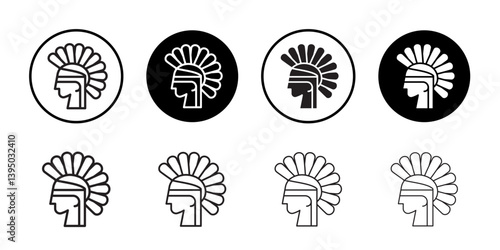 Headdress Brazil icon outline collection or set in black and white