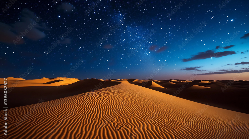 Fototapeta premium Desert at night with a sky full of stars