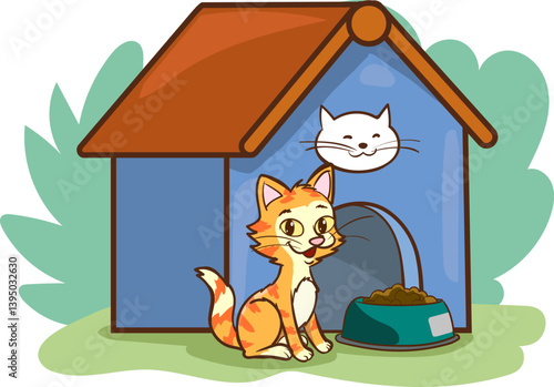 vector illustration of cat house for stray animals