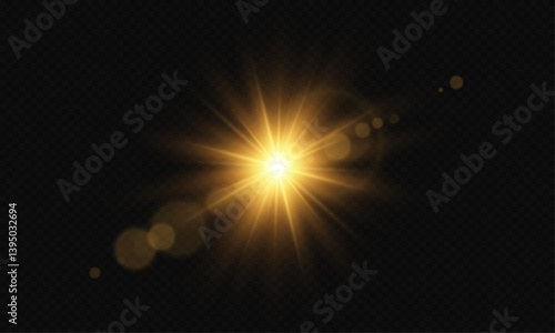 Light Vector with Sun Glare. Sun, Sunrays, and Glare.Overlays, light, sunrays, overlays, light transitions, lens flare, light leaks and glare in PNG format. Gold Flare and Glare.