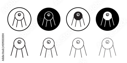 Linear sputnik icon outline collection or set in black and white