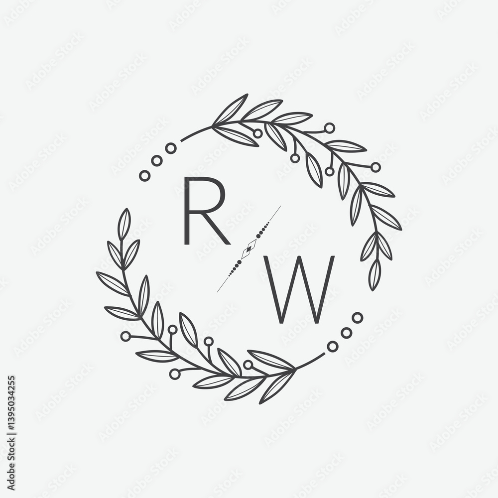 Obraz premium initial monogram wedding with creative circle line