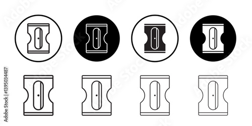 Pencil sharpener icon outline collection or set in black and white