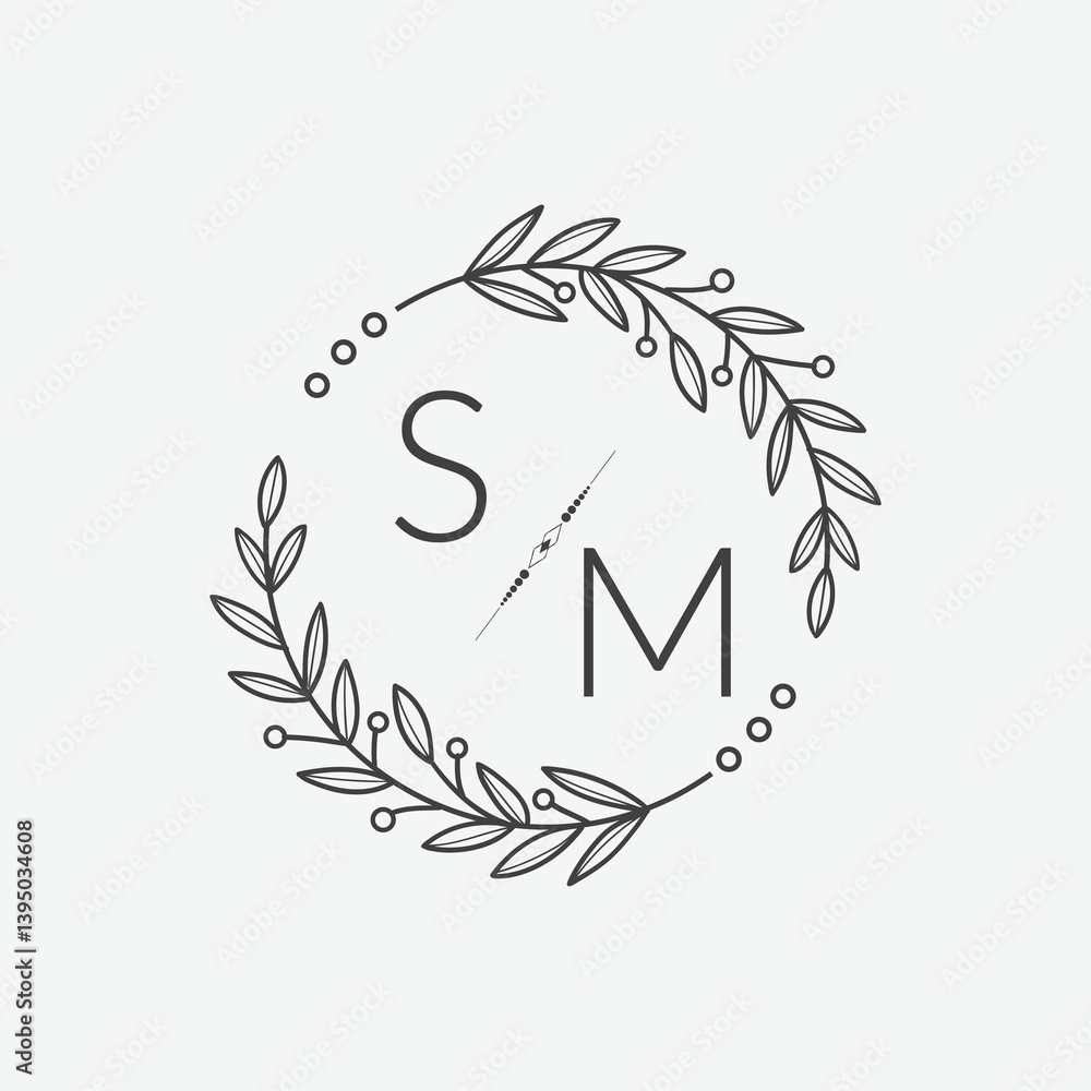 Obraz premium initial monogram wedding with creative circle line