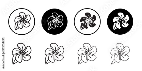 plumeria icon outline collection or set in black and white