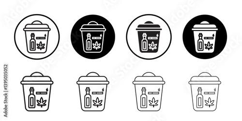 Quitting bad habits icon outline collection or set in black and white