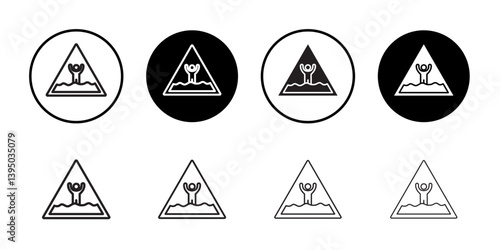 Quicksand and Mud Danger Sign icon outline collection or set in black and white