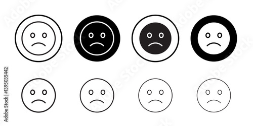 sad icon outline collection or set in black and white