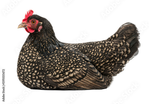Quadro su tela Isolated Speckled Hen Relaxing Poultry Portrait