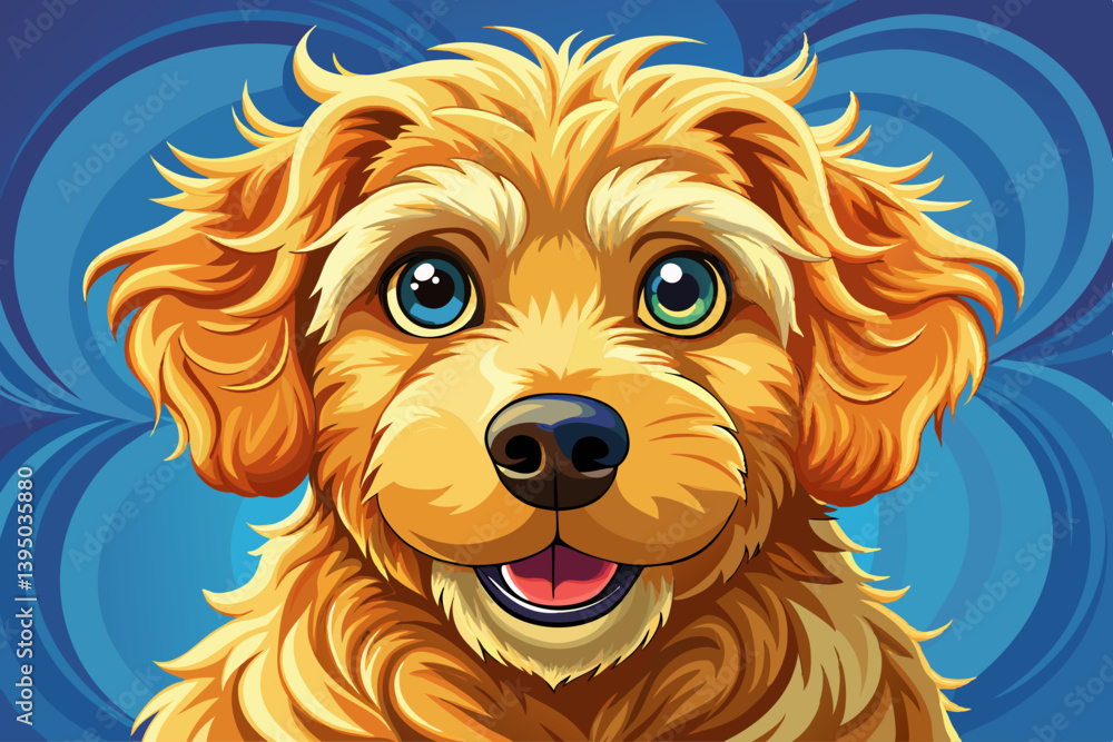 vector of A fluffy golden retriever puppy stares with bright, expressive eyes and shows off his curly coat. This moment radiates warmth and happiness and embodies faithful friendship and attraction vector of A fluffy golden retriever puppy stares with bright, expressive eyes and shows off his curly coat. This moment radiates warmth and happiness and embodies faithful friendship and attraction