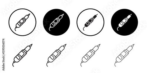 Soldering iron icon outline collection or set in black and white