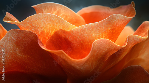 Obraz na płótnie A macro photography of a bright orange marigold flower, highlighting the intricate folds and textures of its petals as they bask in the sunlight. w salonie