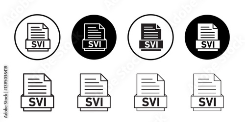 SVI File Document Icon outline collection or set in black and white