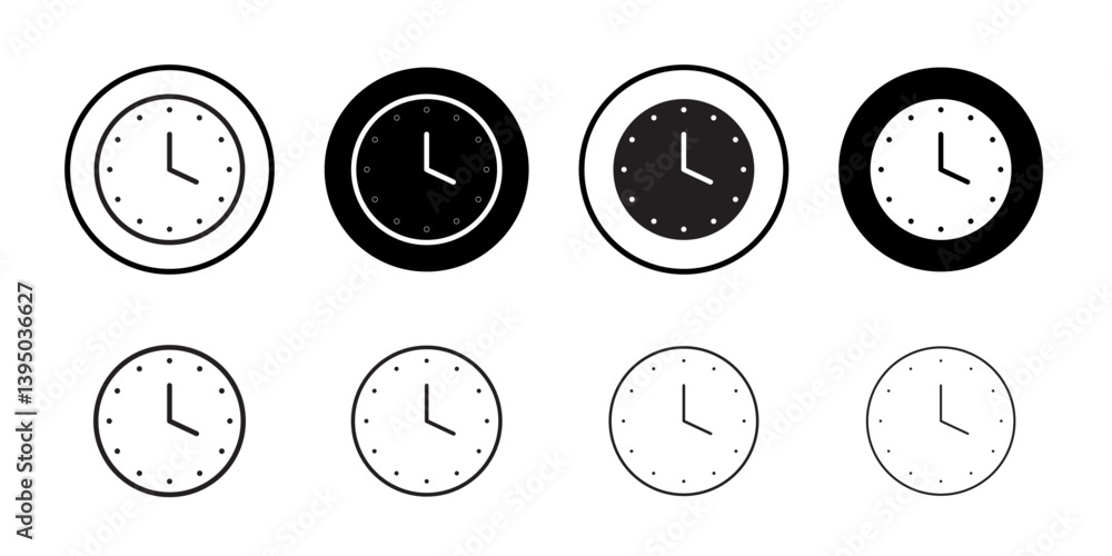 time clock watch icon outline collection or set in black and white time clock watch icon outline collection or set in black and white