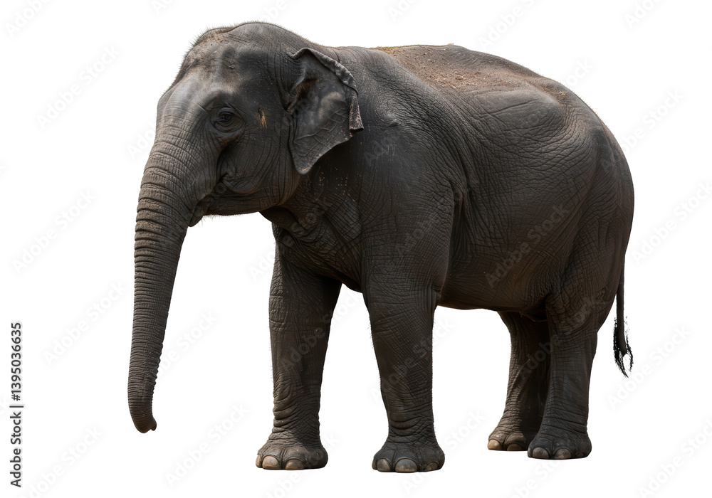 Obraz premium Isolated Majestic Asian Elephant Standing Tall in Natural Grace