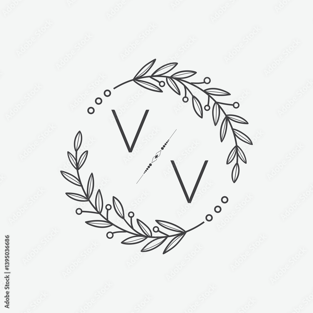 Obraz premium initial monogram wedding with creative circle line