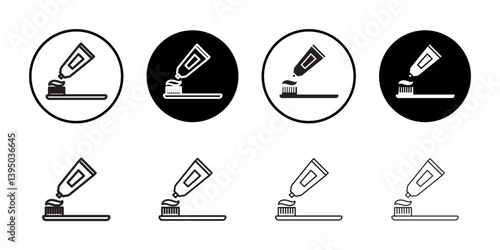 tooth brush icon (2) outline collection or set in black and white