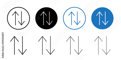 Up and down arrows icon outline collection or set in black and white