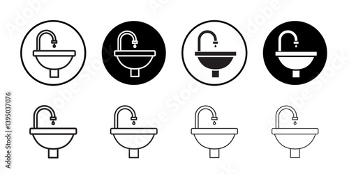 washbasin icon outline collection or set in black and white