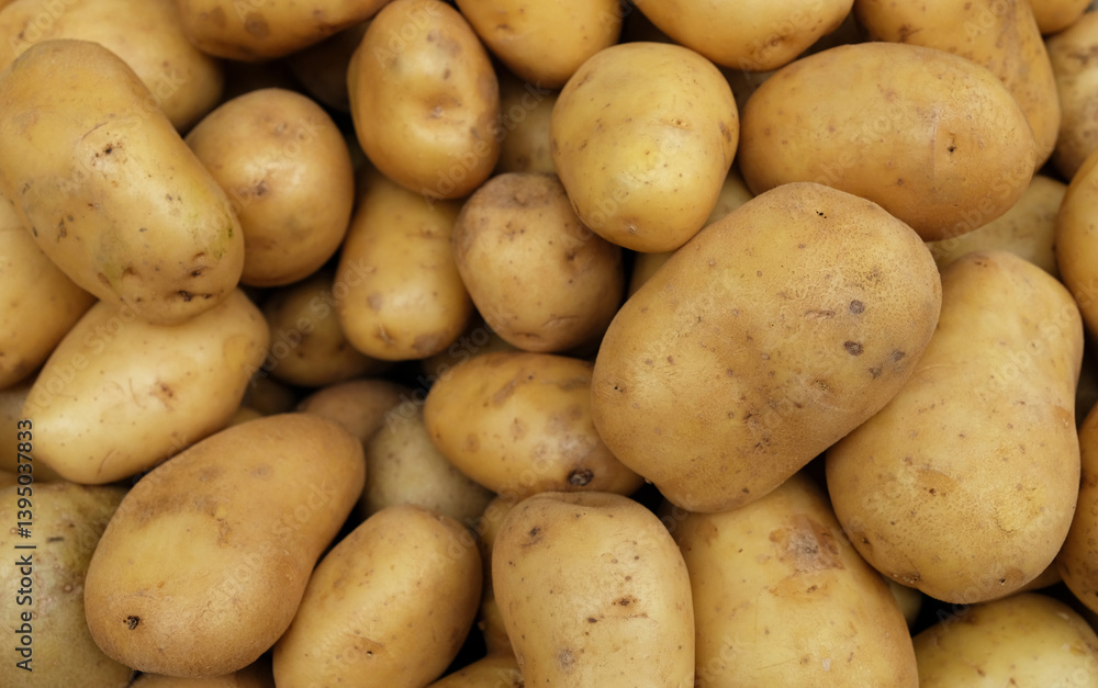 White Potatoes, raw potatoes as background White Potatoes, raw potatoes as background