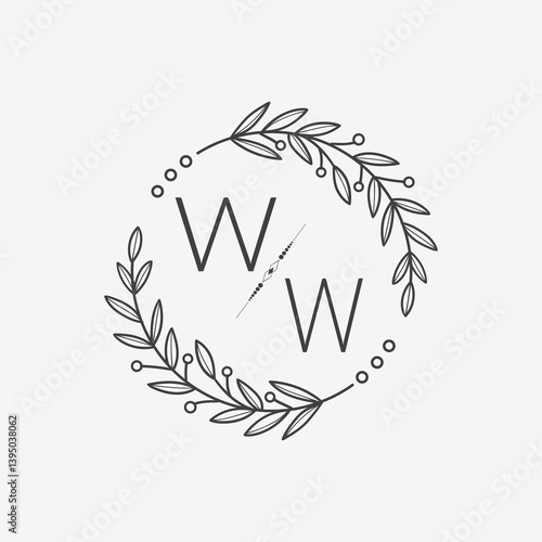 initial monogram wedding with creative circle line