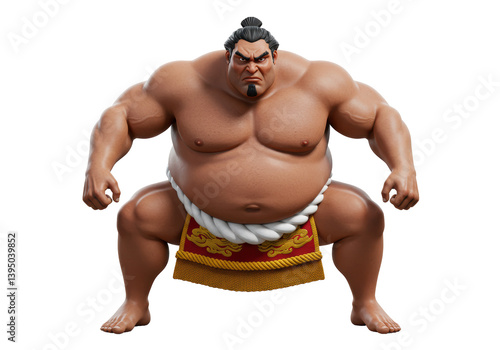 Foto Isolated Sumo Wrestler Stance Power Ready