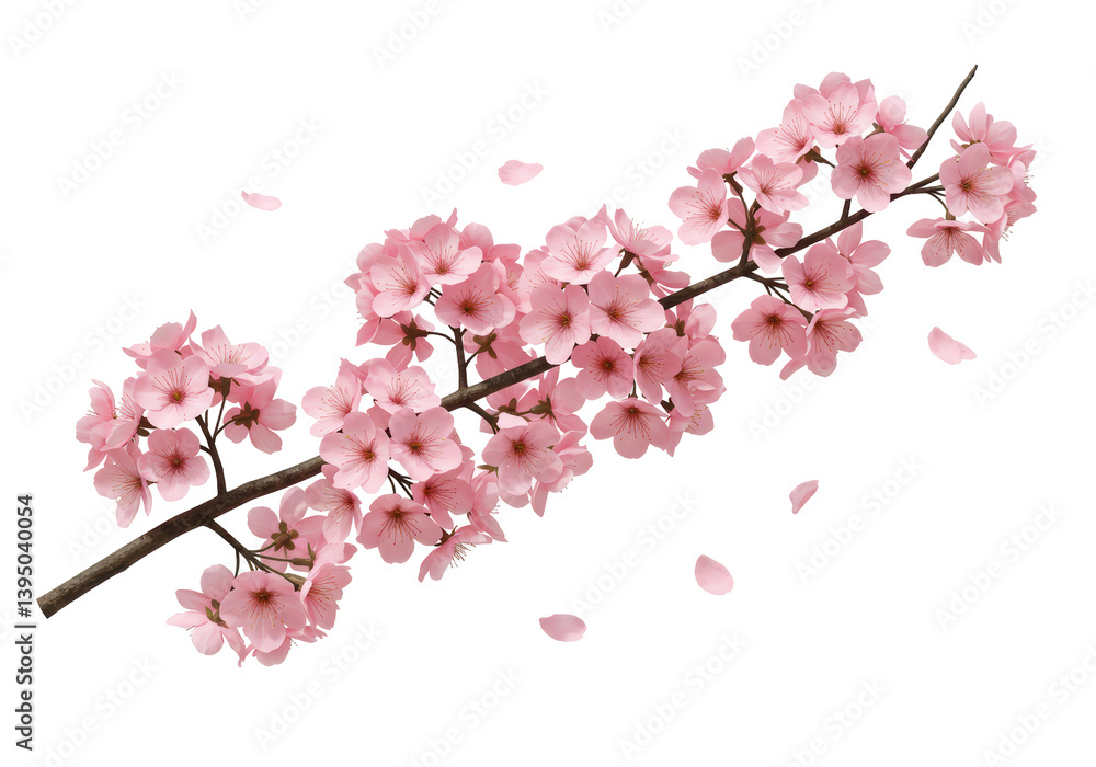 Isolated Cherry Blossom Branch Spring Beauty Isolated Cherry Blossom Branch Spring Beauty