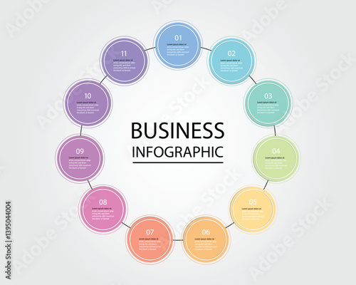 Business Infographic modern design template for banners and infographics for 11 circle step