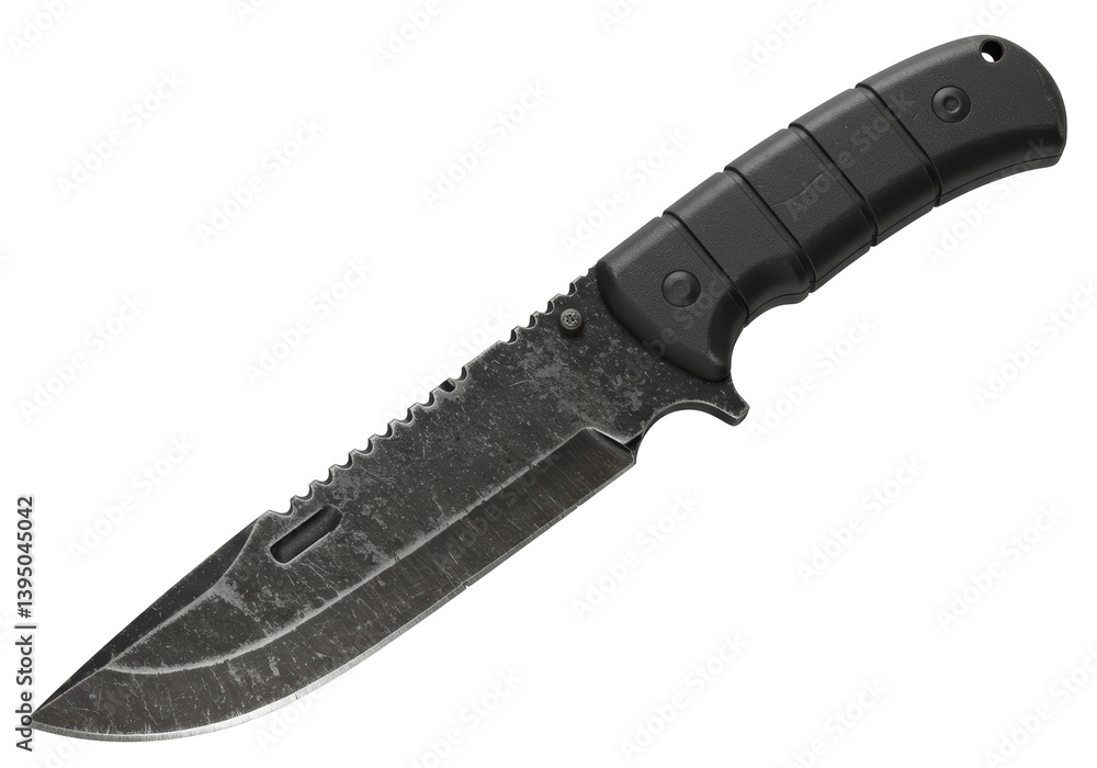 Fototapeta premium Isolated Tactical Combat Knife with Serrated Edge