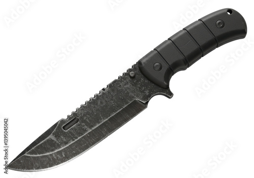 Bild auf Leinwand Isolated Tactical Combat Knife with Serrated Edge