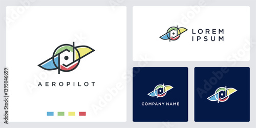 Auto pilot drone logo design template