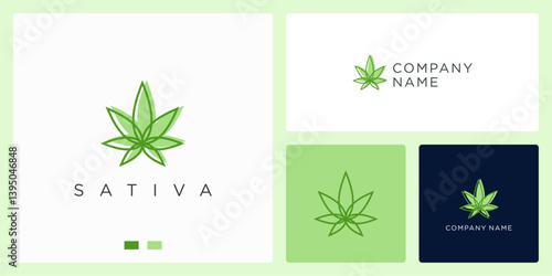 Sativa leaf logo design template