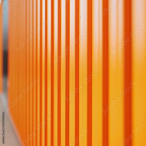 A close-up view of a vibrant orange striped wall presenting an abstract artistic perspective.
