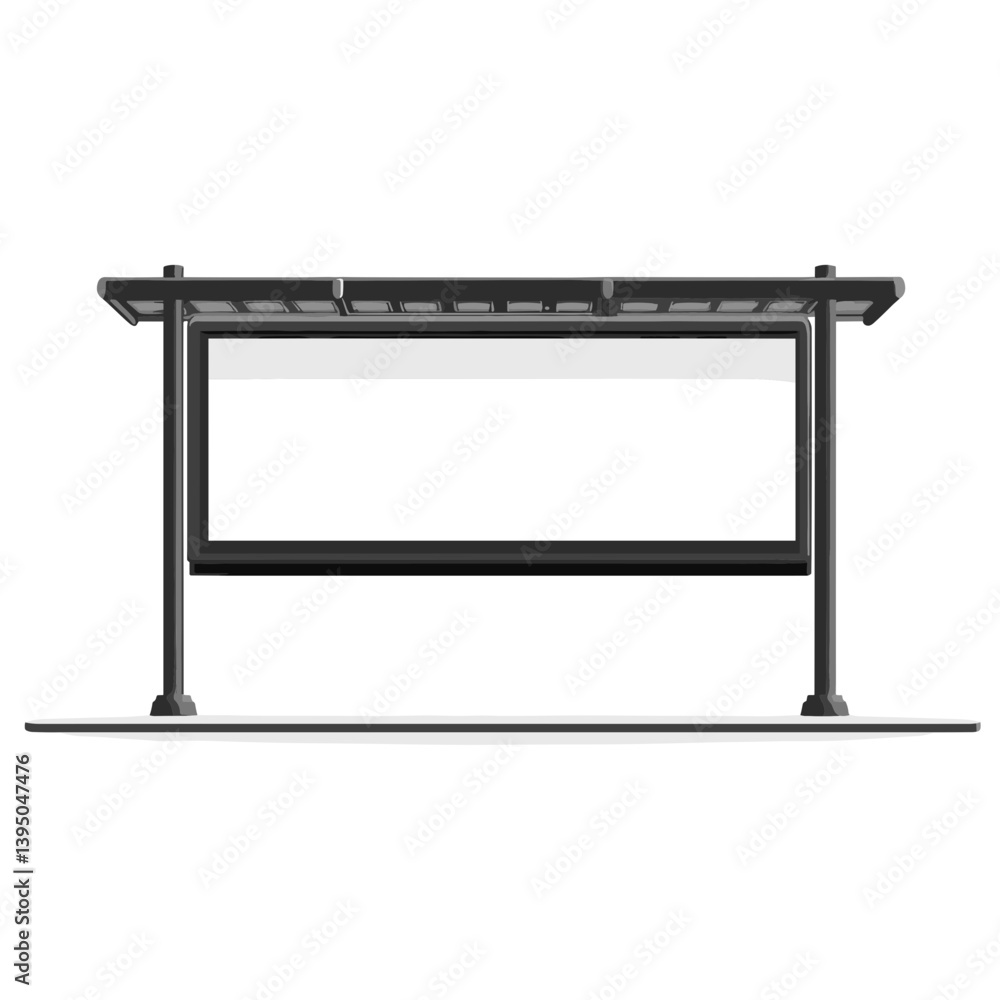 Blank Billboard at a Bus Stop, Grey Metal Frame, White Background Blank Billboard at a Bus Stop, Grey Metal Frame, White Background