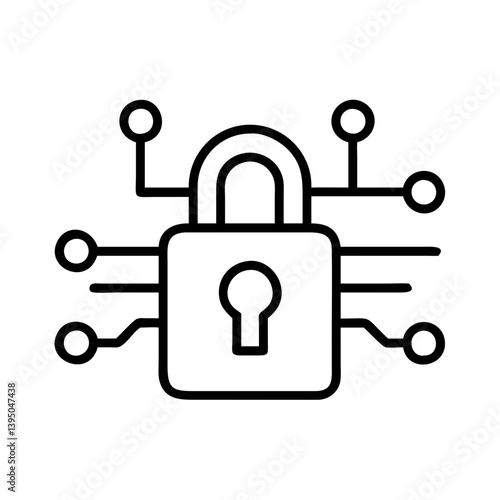 Cybersecurity lock icon for data protection and network security technology design
