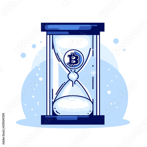 Blue Hourglass with Bitcoin Symbol Illustration