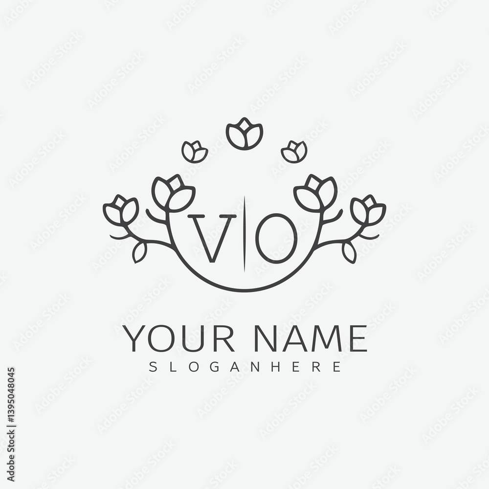 initial monogram wedding with creative circle line flower. initial monogram wedding with creative circle line flower.