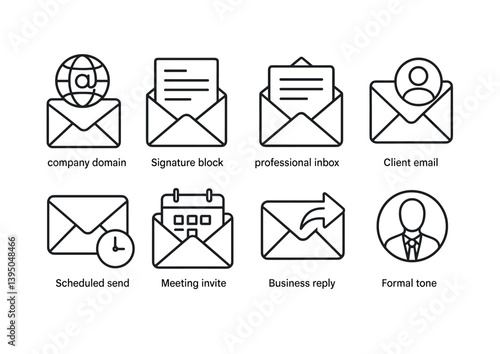 Email communication icons set: enhance your messaging workflow with linear designs