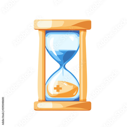 Hourglass with Plus Sign Medical Time Concept Illustration