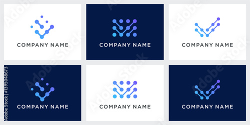 Set of data technology logo design template