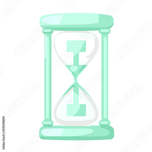 Mint Green Hourglass Illustration on White Background