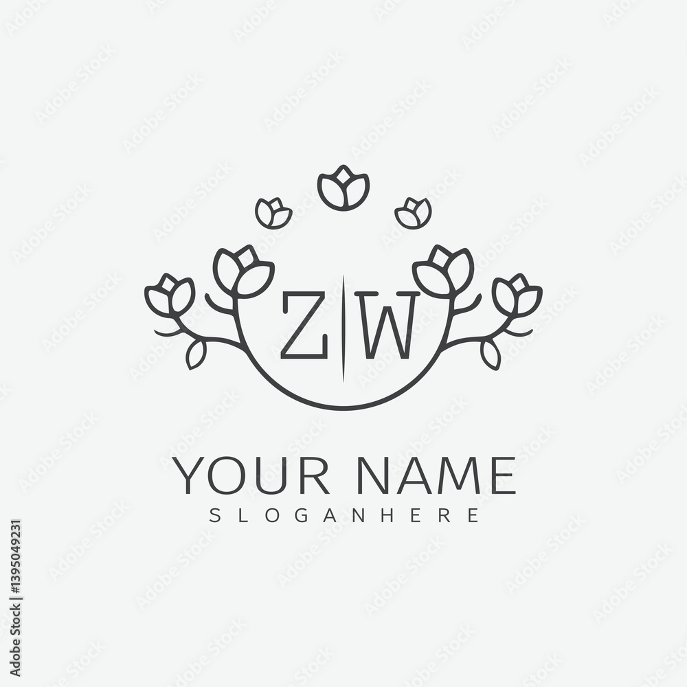 initial monogram wedding with creative circle line flower. initial monogram wedding with creative circle line flower.