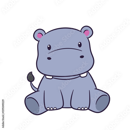 Cute and adorable hippo character illustration