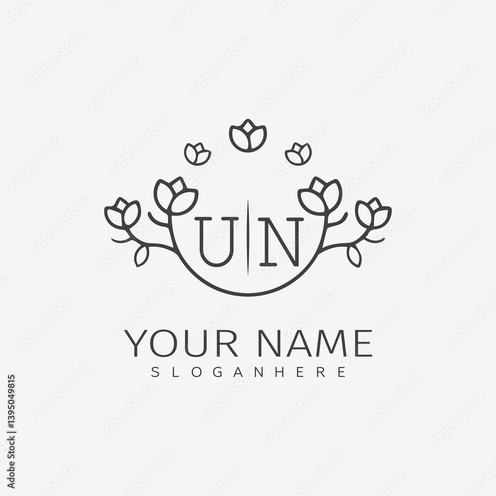 Obraz premium initial monogram wedding with creative circle line flower.