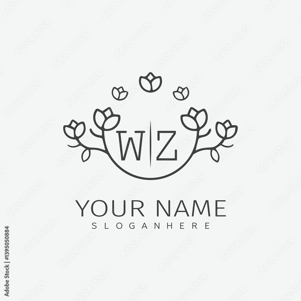 initial monogram wedding with creative circle line flower. initial monogram wedding with creative circle line flower.