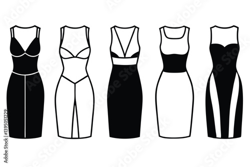  bodycon dress line art classy artwork style for room decoration.
