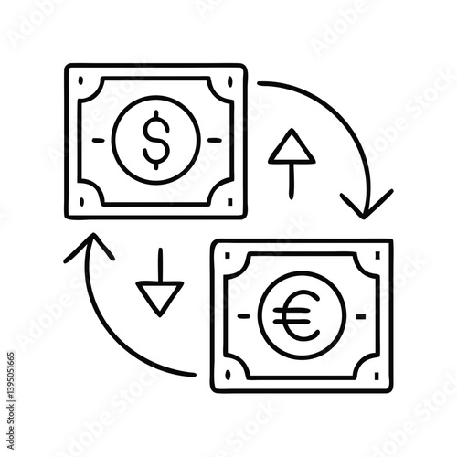 Currency exchange icon representing financial transactions and global trade