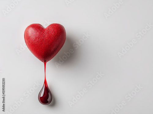 Obraz na płótnie Red heart with blood drop symbolizing voluntary donation and saving lives in hospitals and emergencies w salonie