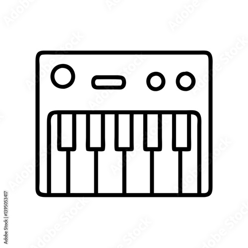Outline vector illustration of a synthesizer keyboard musical instrument icon