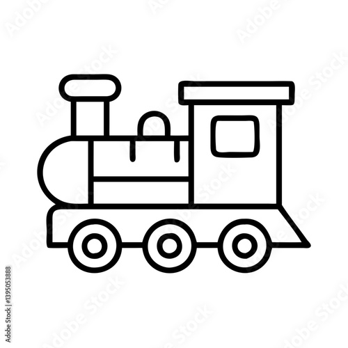 Outline drawing of a toy train engine vector illustration for kids and children